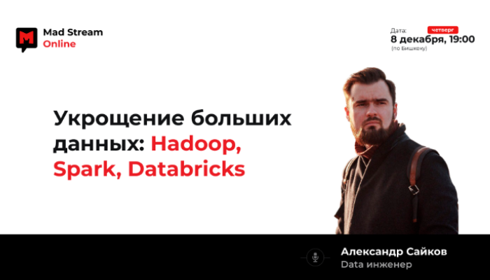 Mad Stream: Укрощение больших данных: Hadoop, Spark, Databricks. Спикер - Александр Сайков.